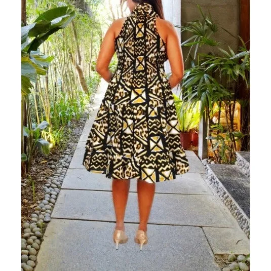 African Woman Long Tunic Midi Sundress / One Size Fits M - 2XL