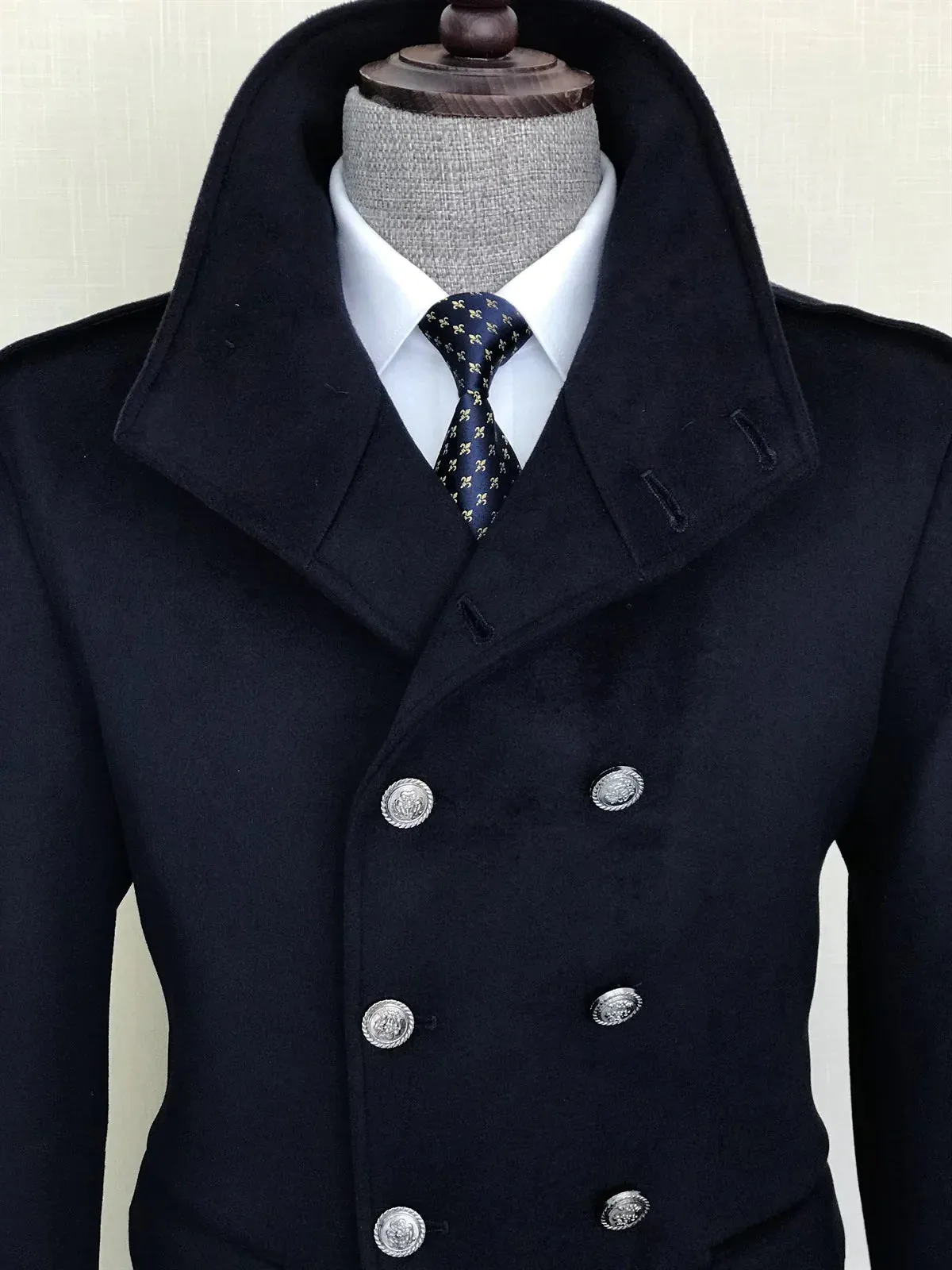 Alaska Dark Blue Double Breasted Over Coat by ITALIAN VEGA®