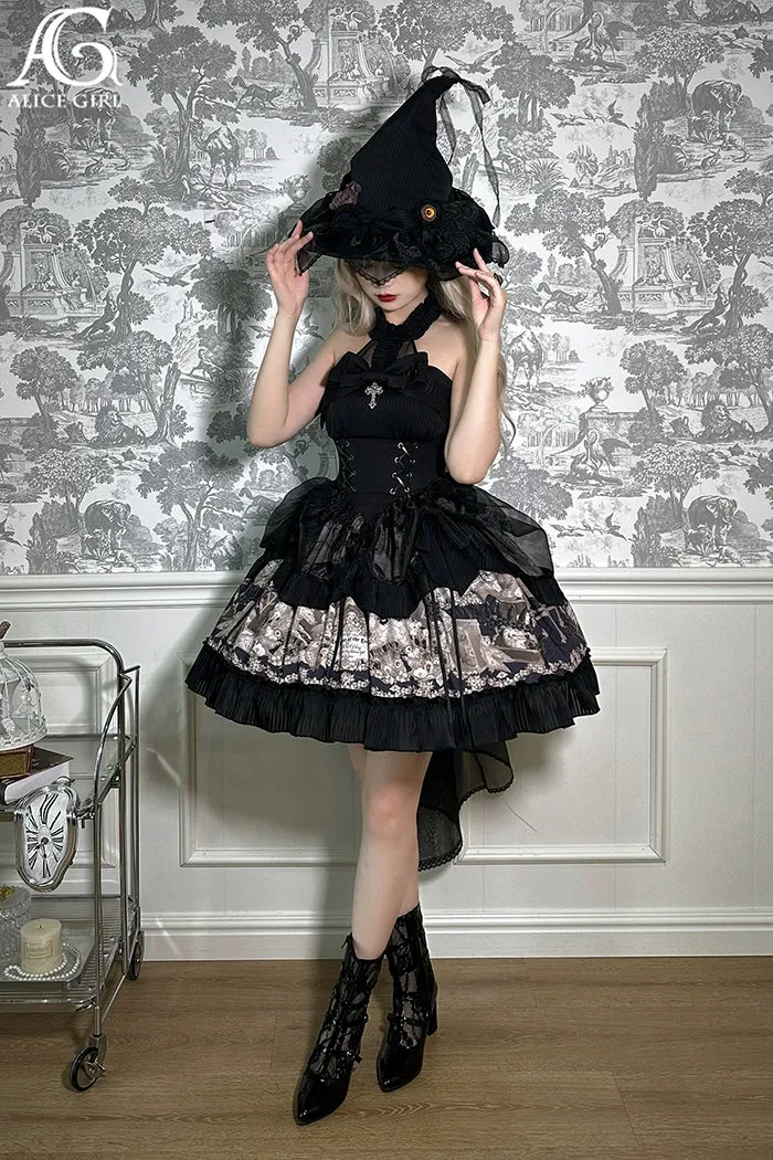 Alice Girl~Doll Mystery~Gothic Lolita Dress Ribbon Tie Halter Dress