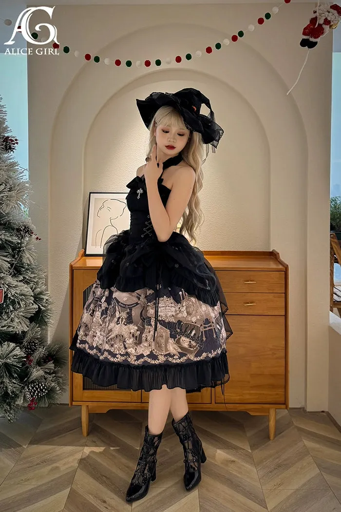 Alice Girl~Doll Mystery~Gothic Lolita Dress Ribbon Tie Halter Dress