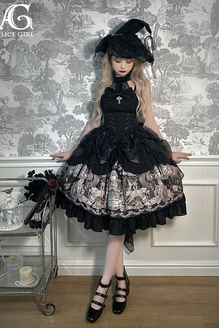 Alice Girl~Doll Mystery~Gothic Lolita Dress Ribbon Tie Halter Dress