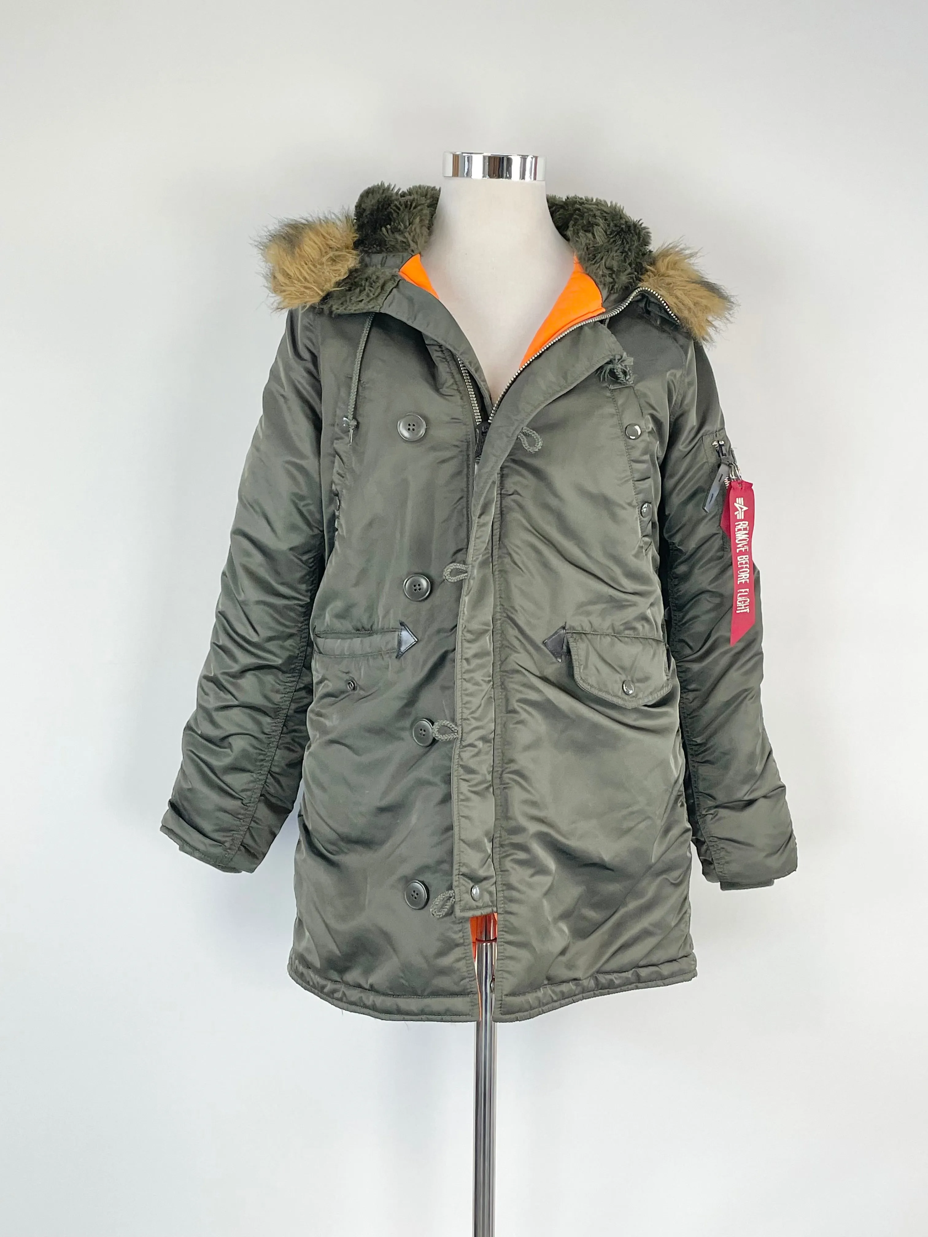 Alpha Industries Khaki Aviation-Inspired Parka - L