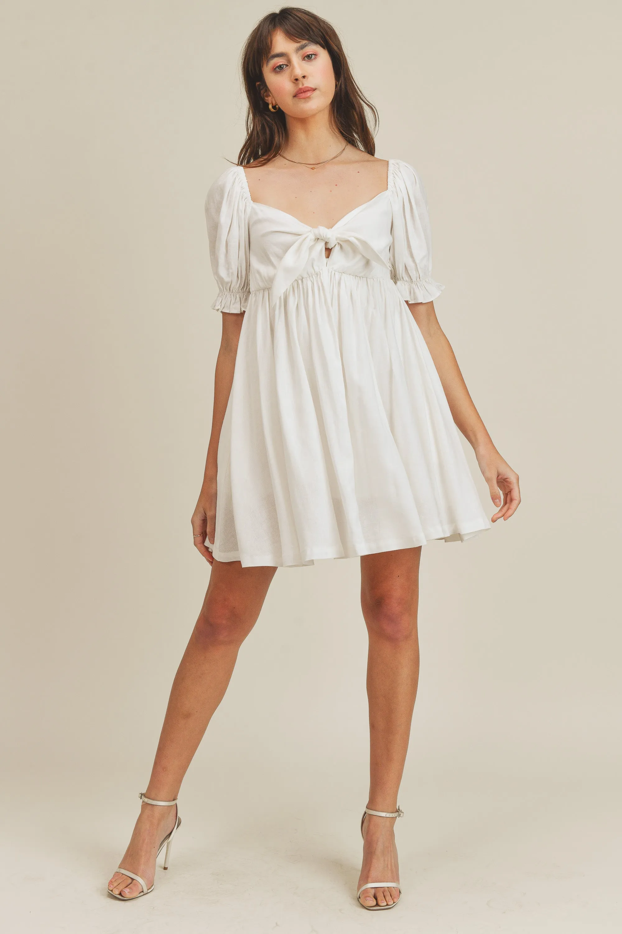 ARIYA FRONT RIBBON TIED MINI DRESS