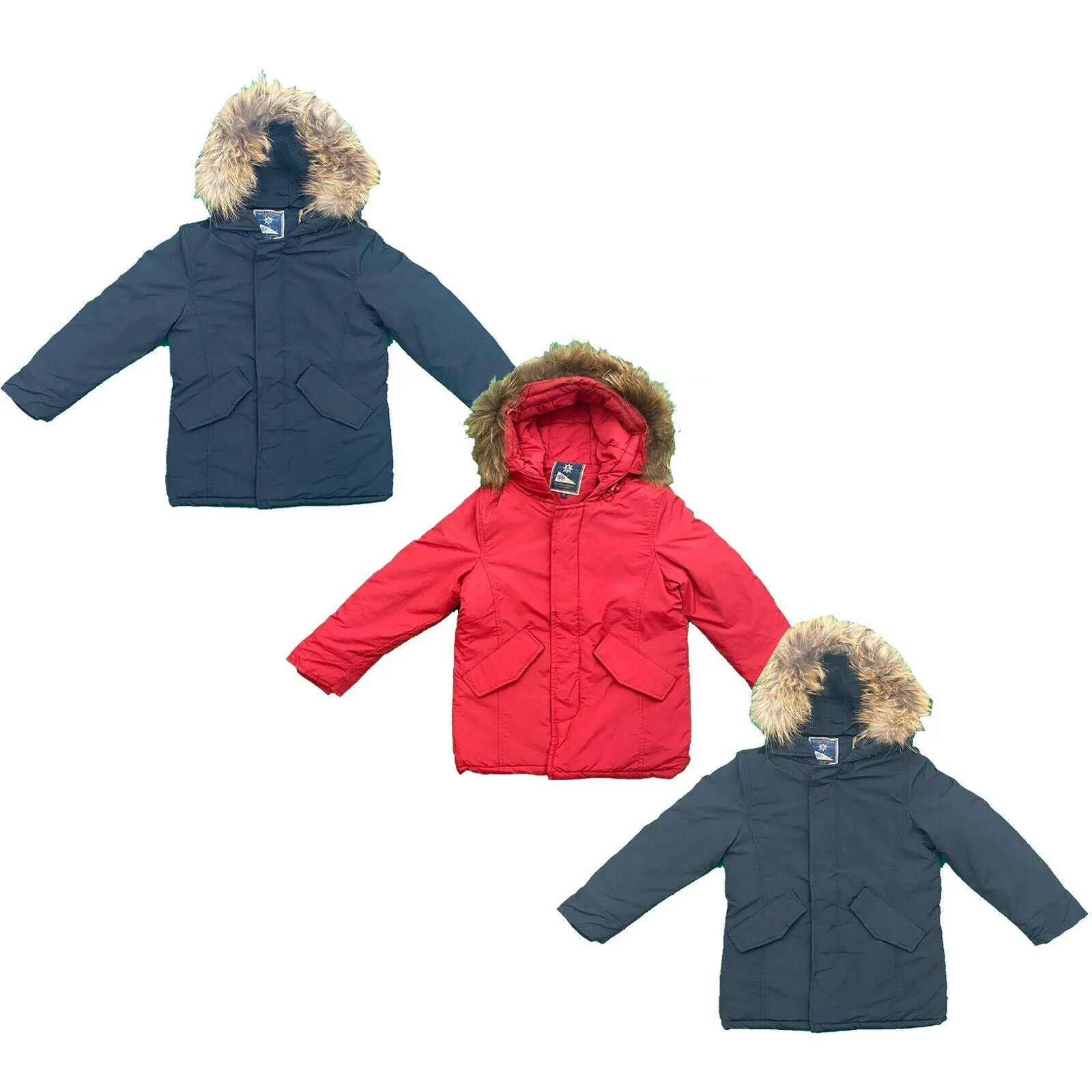 Boys Kids Coat Jacket Winter Hooded Parka Warm Padded Puffer Fur Hood