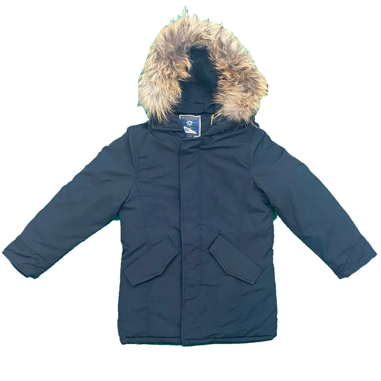 Boys Kids Coat Jacket Winter Hooded Parka Warm Padded Puffer Fur Hood