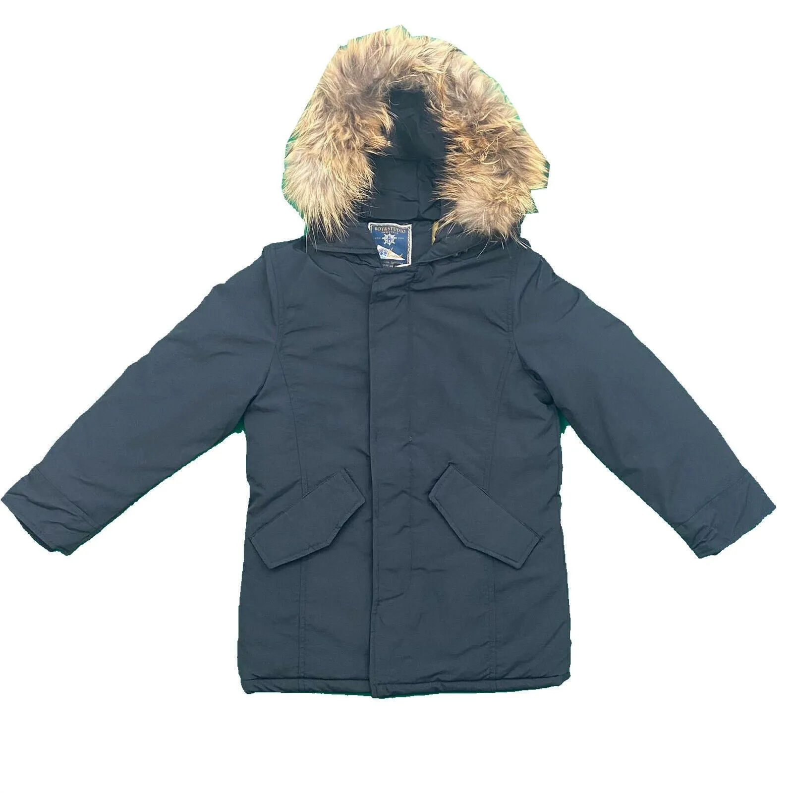 Boys Kids Coat Jacket Winter Hooded Parka Warm Padded Puffer Fur Hood