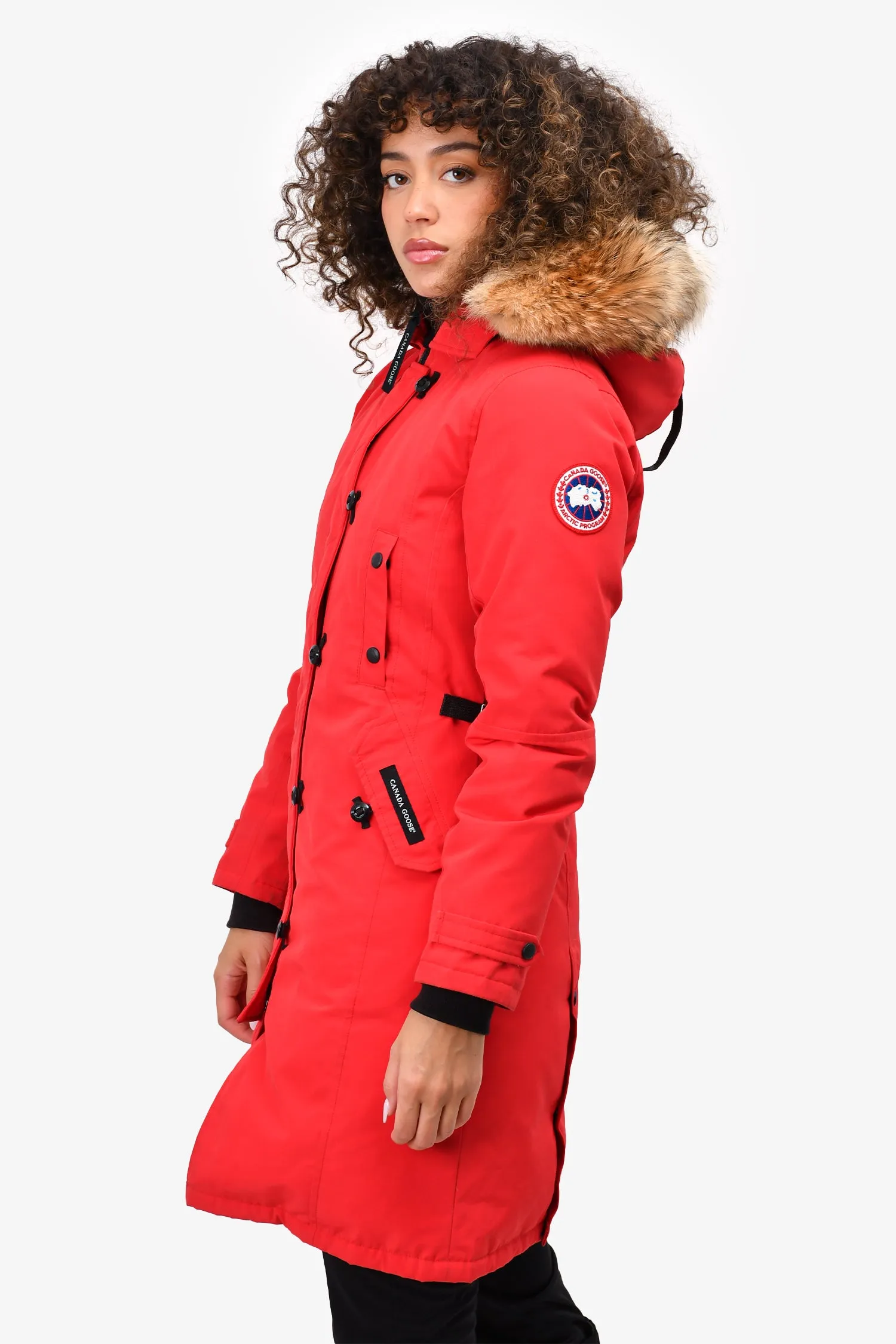 Canada Goose Red Down Parka with Removable Fur Hood Size XS