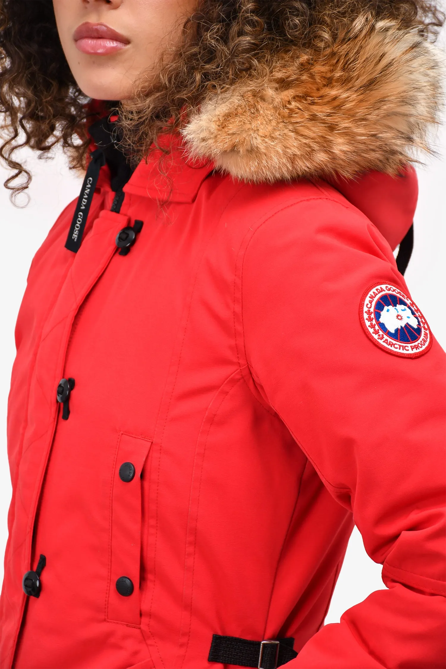 Canada Goose Red Down Parka with Removable Fur Hood Size XS