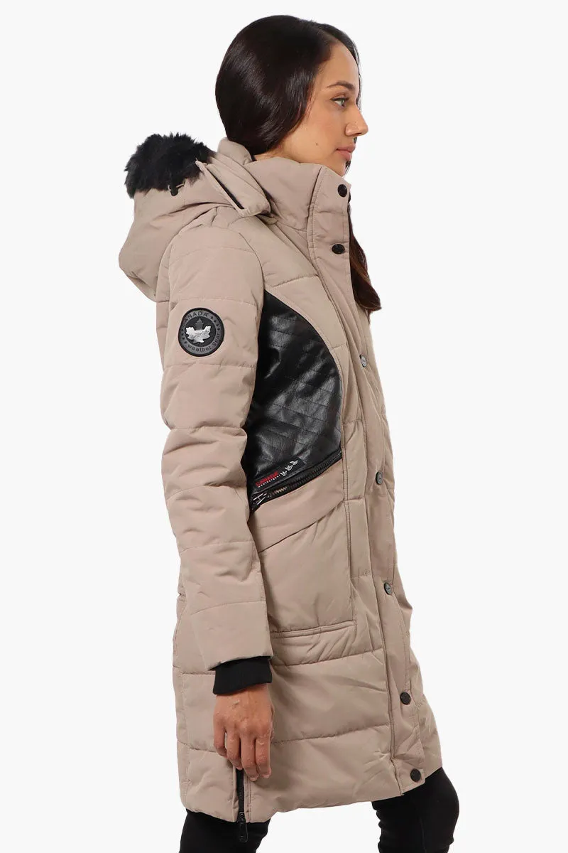 Canada Weather Gear Vegan Leather Insert Parka Jacket - Beige