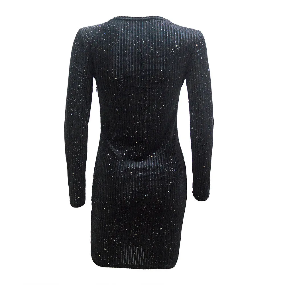 Casual Velvet Long Sleeve Slim Dress Wholesale