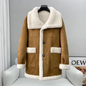 Chic Reversible Wool and Fur Winter Coat for Women