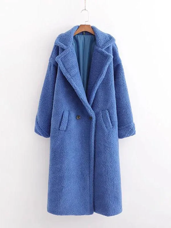 Cozy Teddy Fur Lapel Women's Wool Blend Coat - Elegant Warmth