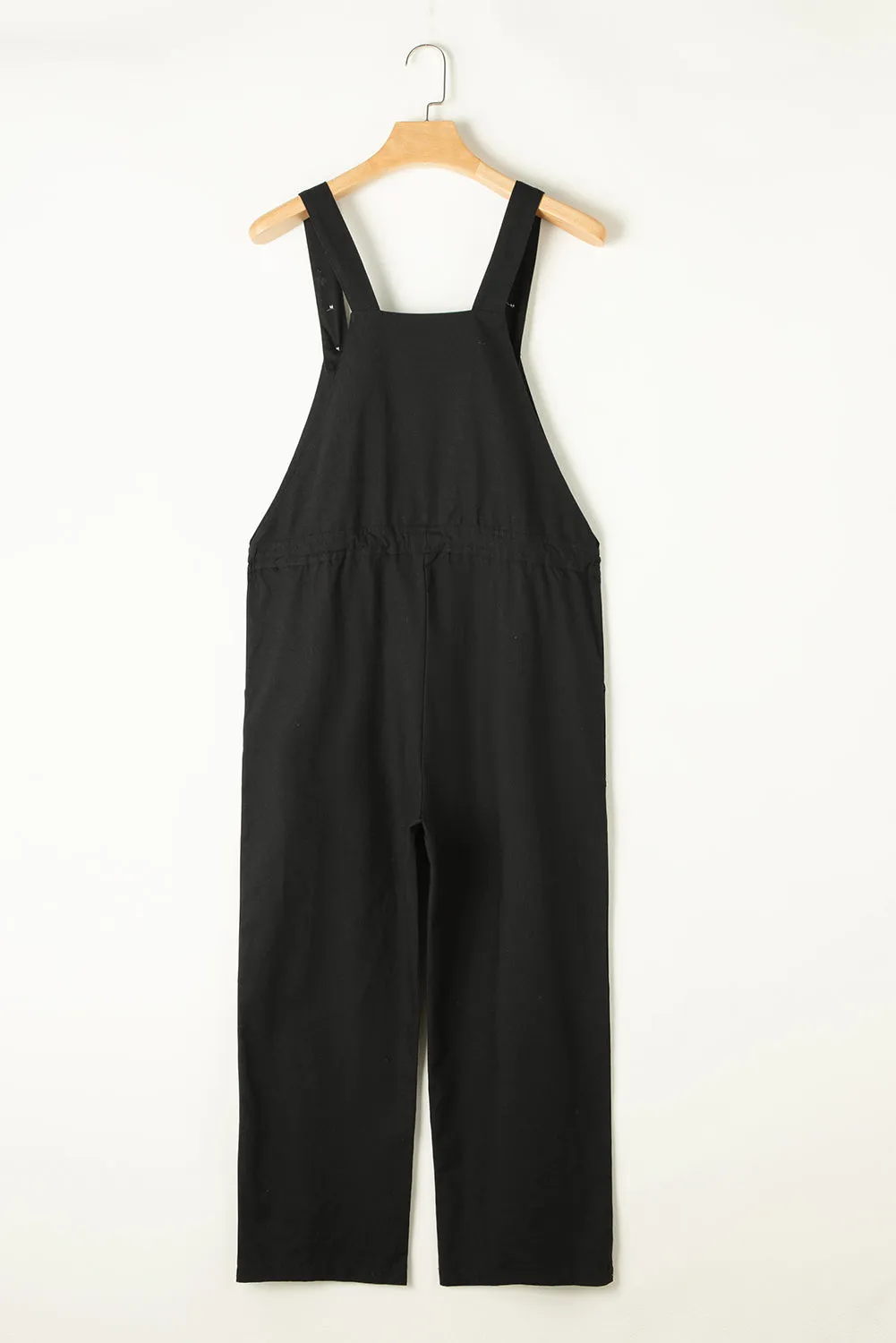 Drawstring Buttoned Straps Cropped Overall