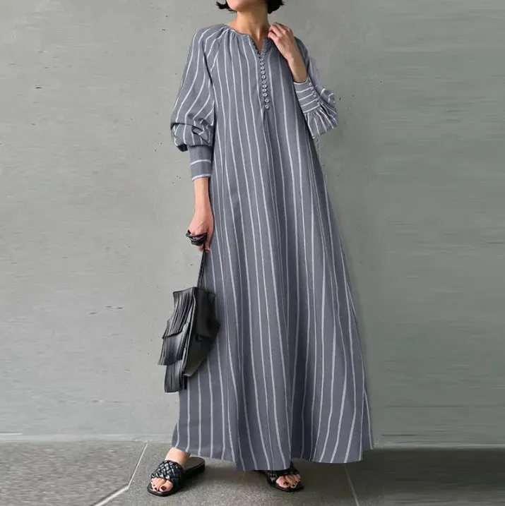 DRESS - Pure cotton collar neck long dress