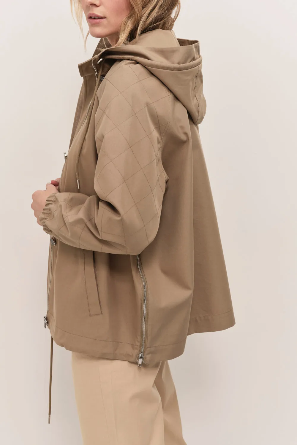 DYMAS - Parka courte almond avec zips côtés