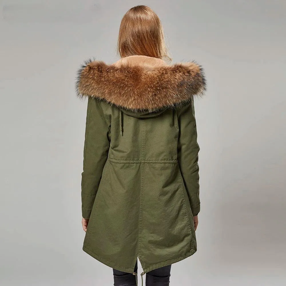 Echtpelz-Parka “Emily” Olive