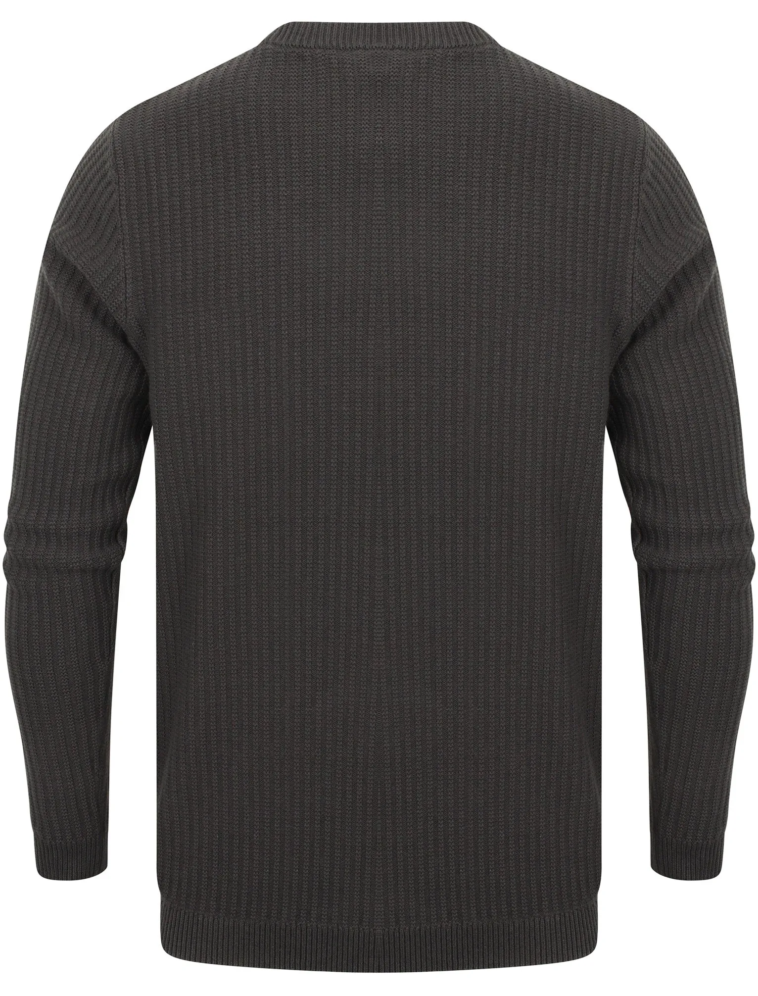 Edison Ribbed Crew Neck Cotton Knit Jumper In Charcoal - Tokyo Laundry