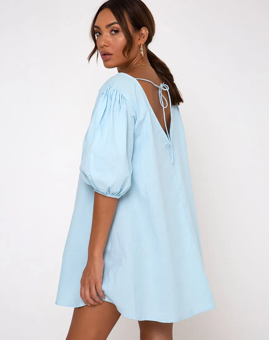 Elna Babydoll Dress in Sky Blue