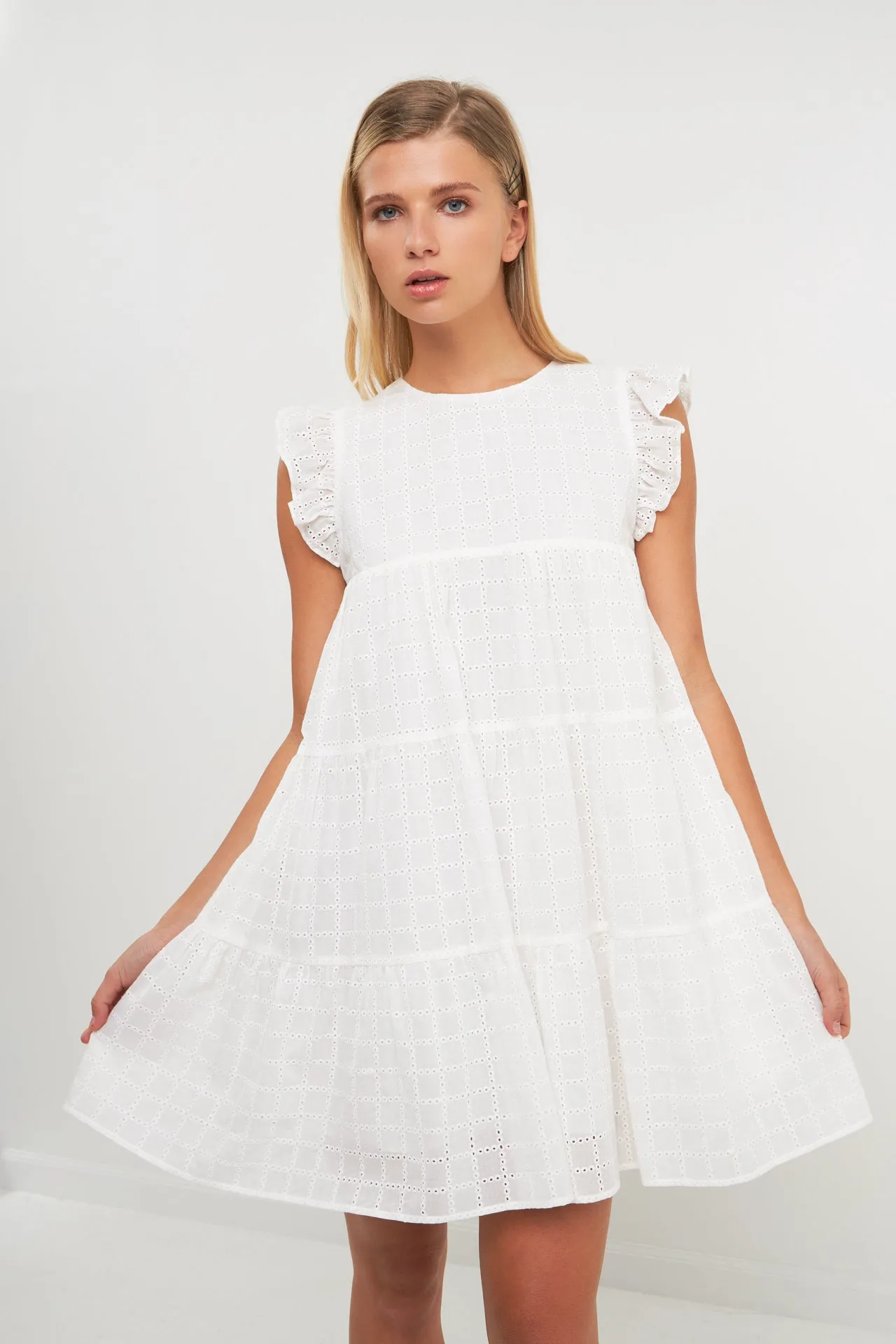 Eyelet Babydoll Mini Dress