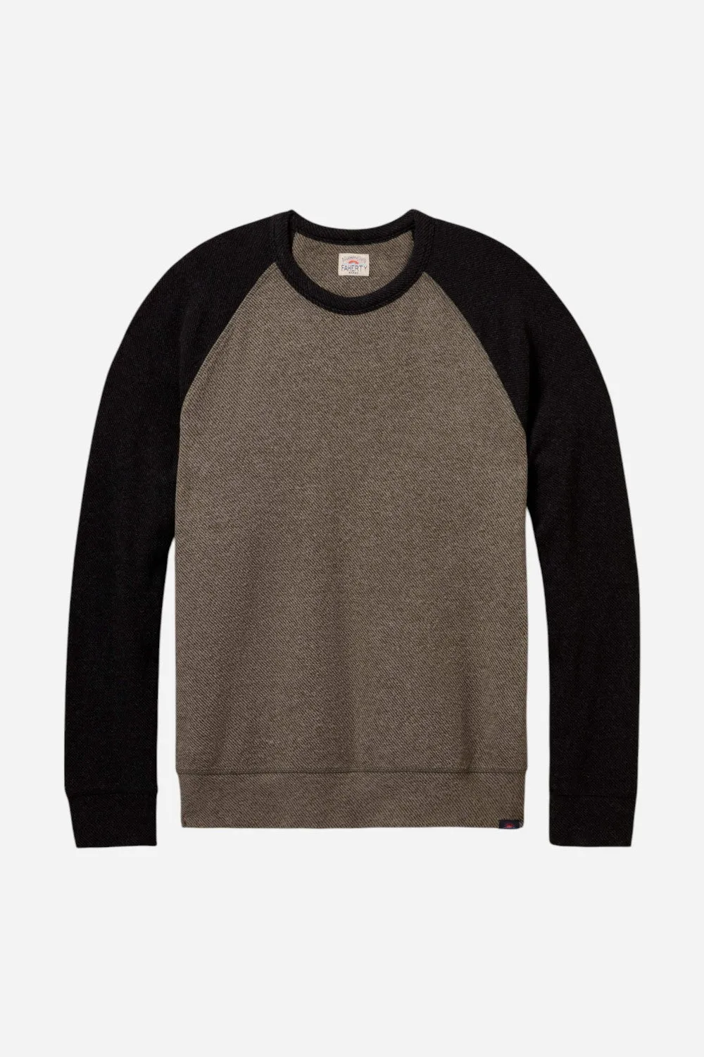 Faherty Legend Baseball Sweater Crew in Mossy Charcoal