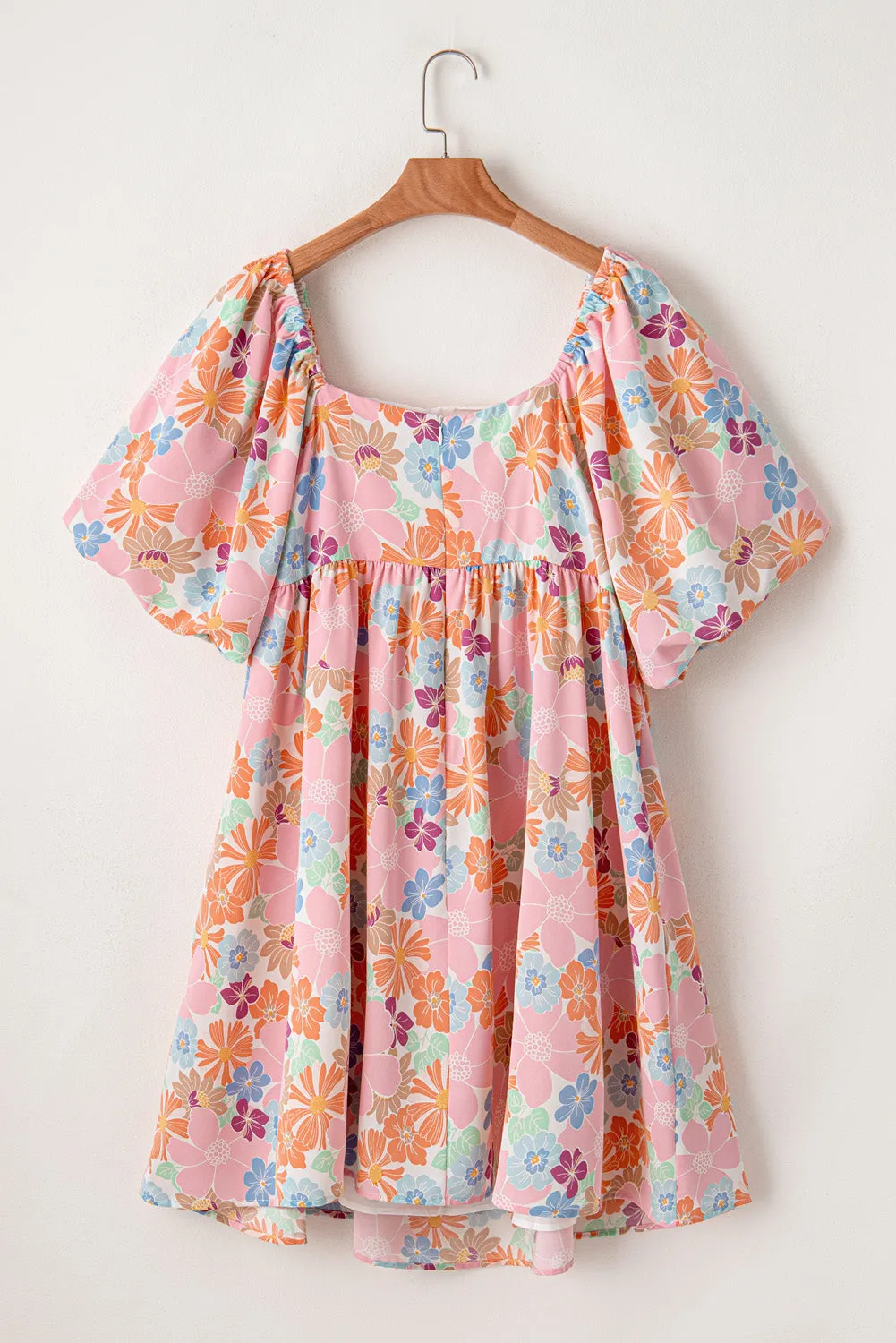 Floral Square Neck Plus Babydoll Dress