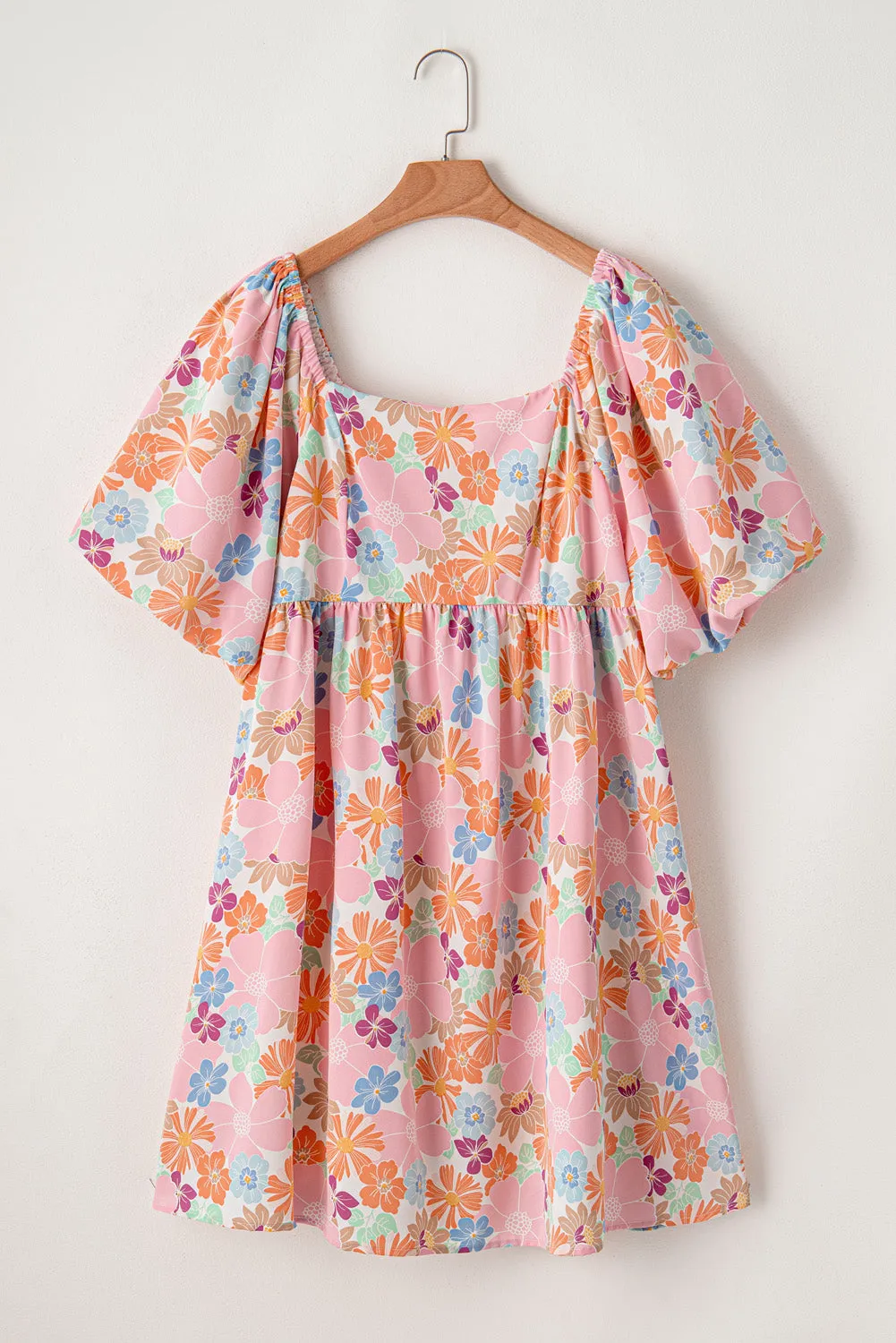 Floral Square Neck Plus Babydoll Dress