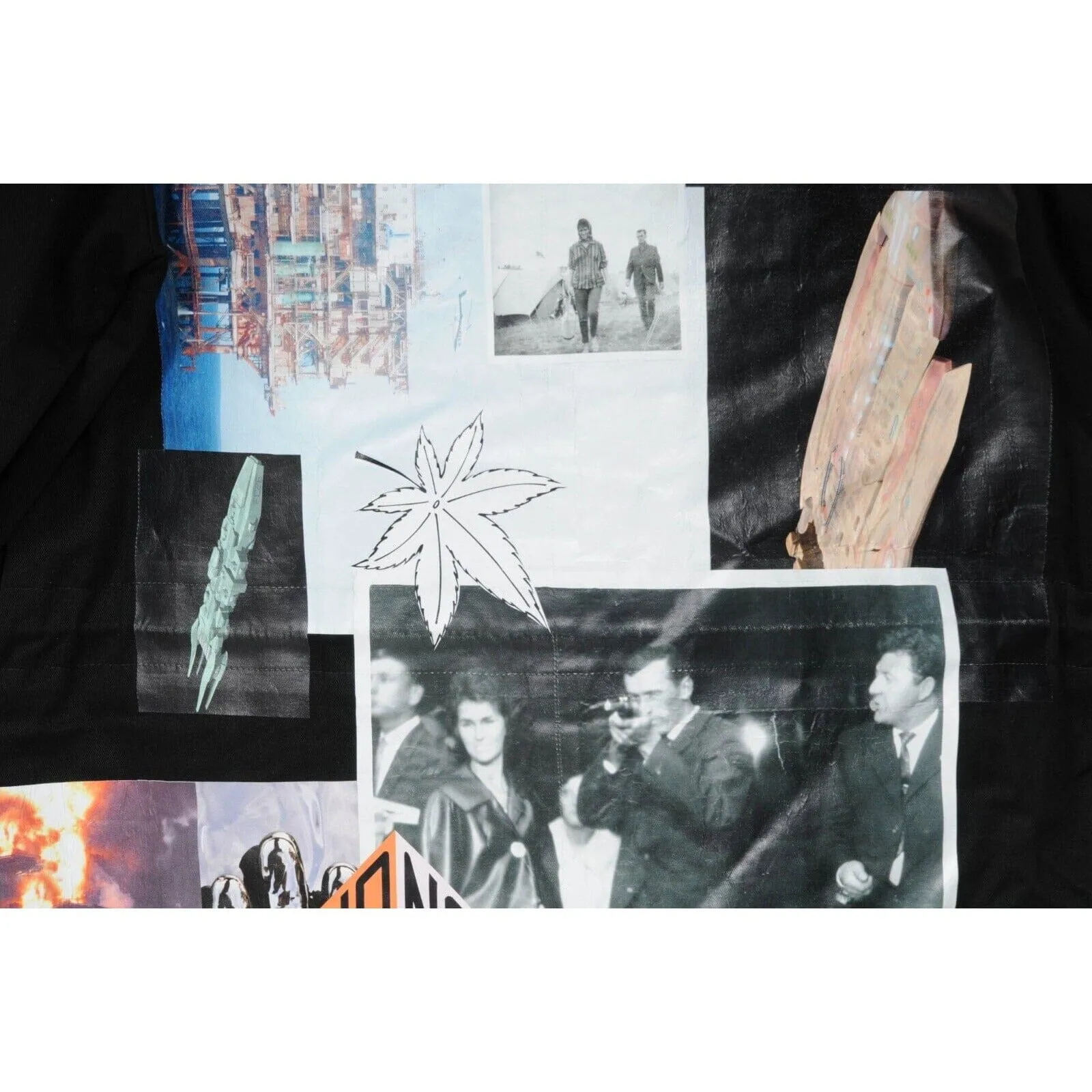 FW15 Photos Montage Patchwork Black Parka Jacket Coat