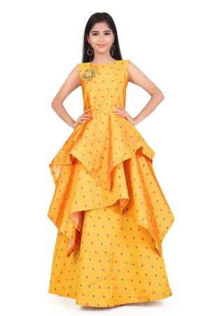 Girls Wedding Maxi Yellow Dress For Kids