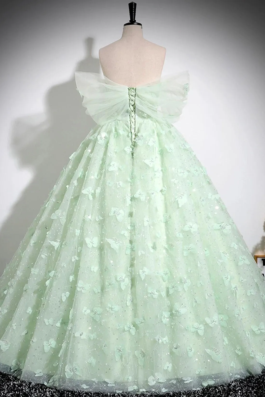 Green Tulle Long A-Line Formal Dress, Beautiful Off the Shoulder Party Dress