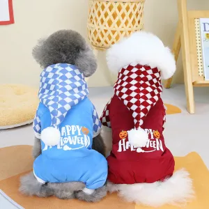 Halloween 2-Piece Autumn & Winter Pet Clothes | Four-Legged Diamond Cotton-Padded Outfit for Small Dogs | Bichon Frise, Schnauzer, Shiba Inu, Teddy