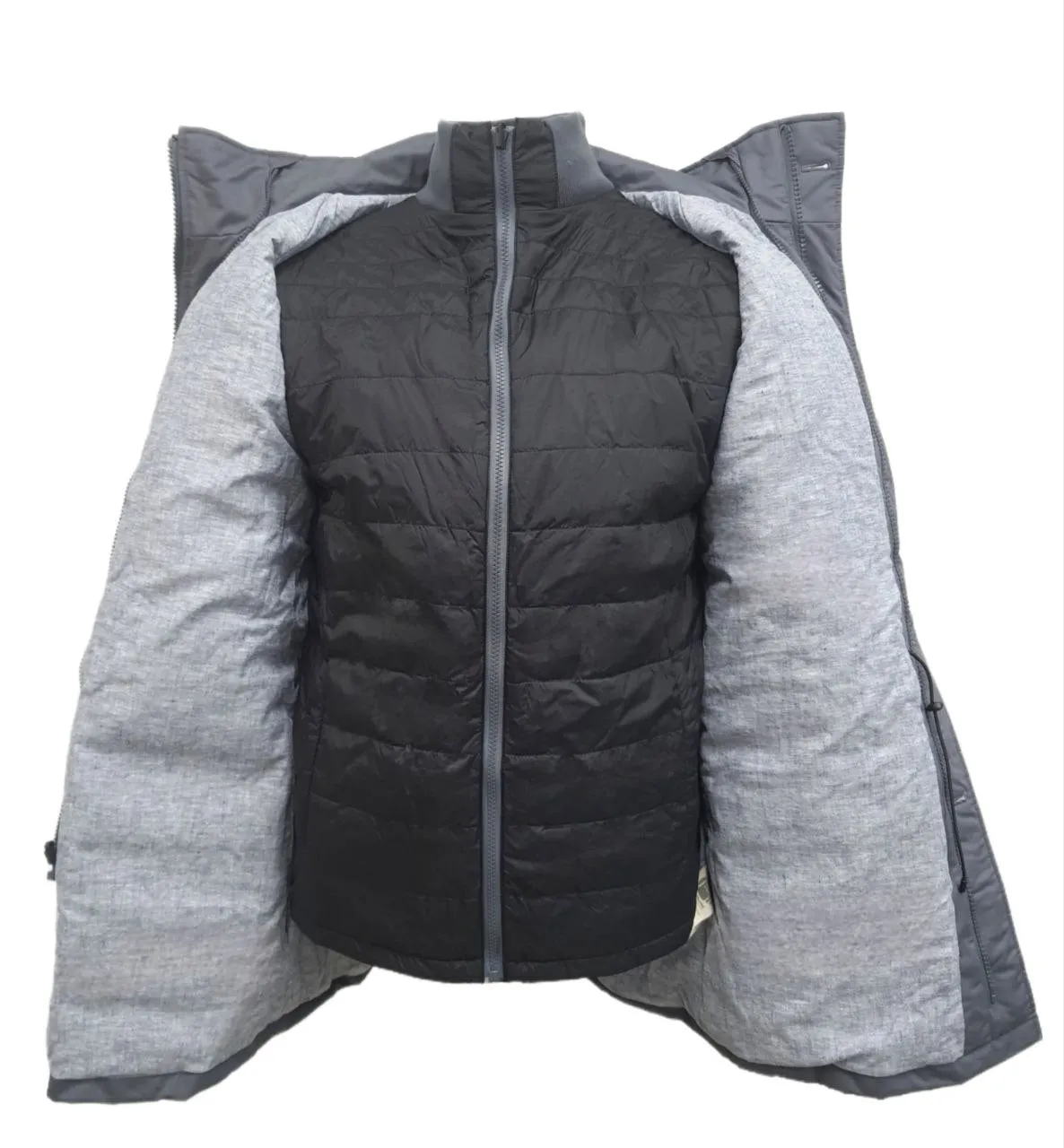 HoodLamb Men's Charcoal Grey Hemp 2-1 Parka with Vest 420 MWJ007 NWT