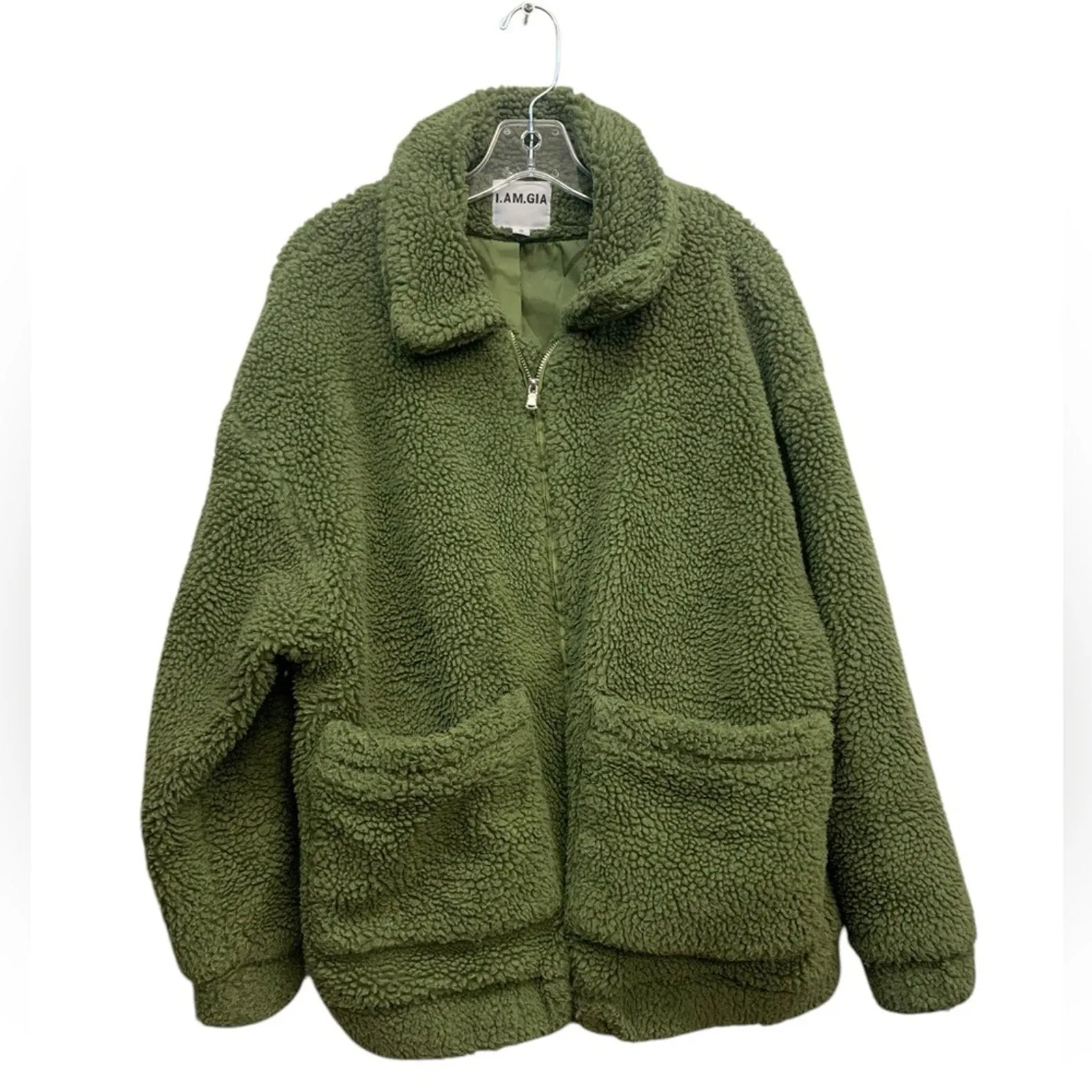 I.am.Gia LARGE olive pixie coat jacket teddy SZ Small