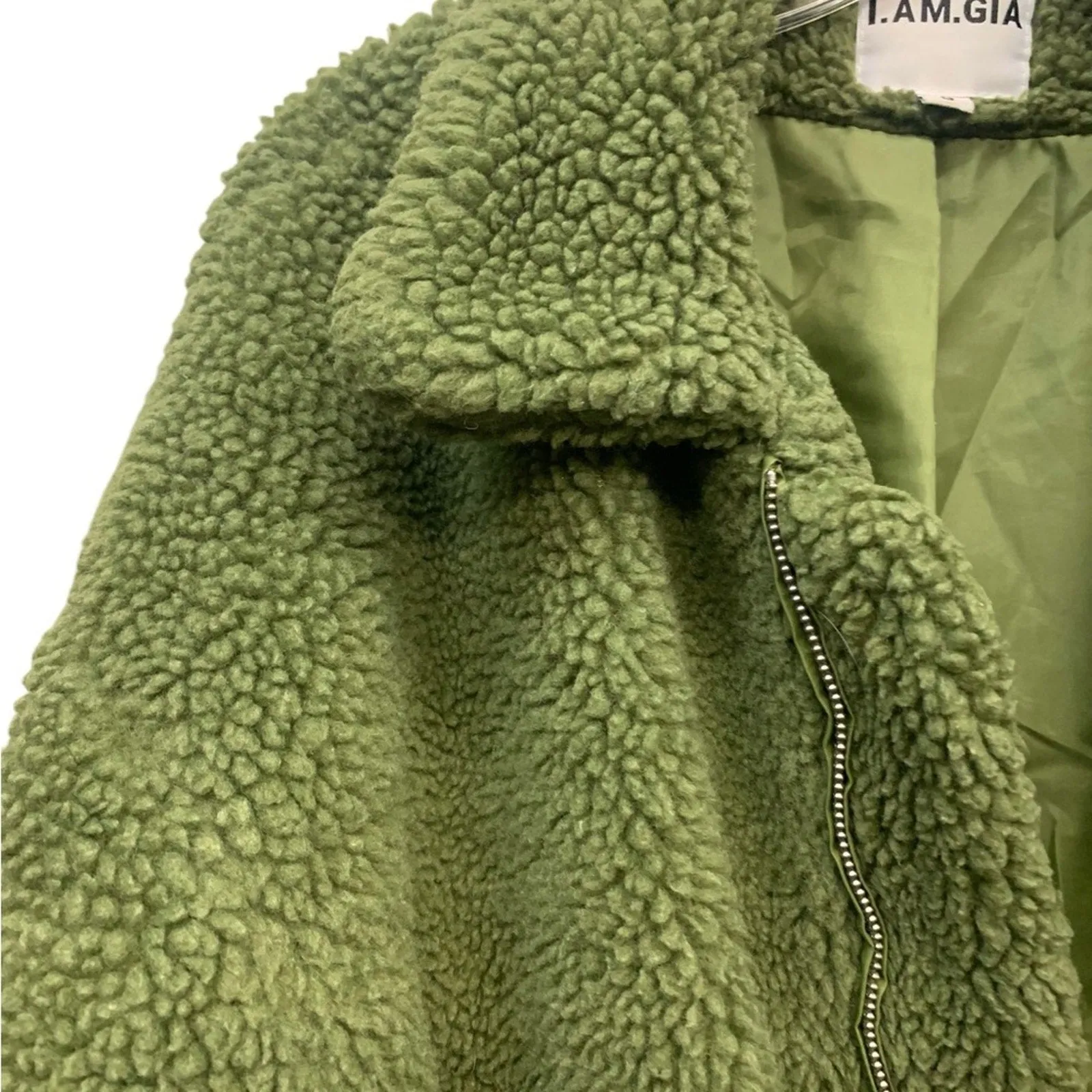 I.am.Gia LARGE olive pixie coat jacket teddy SZ Small