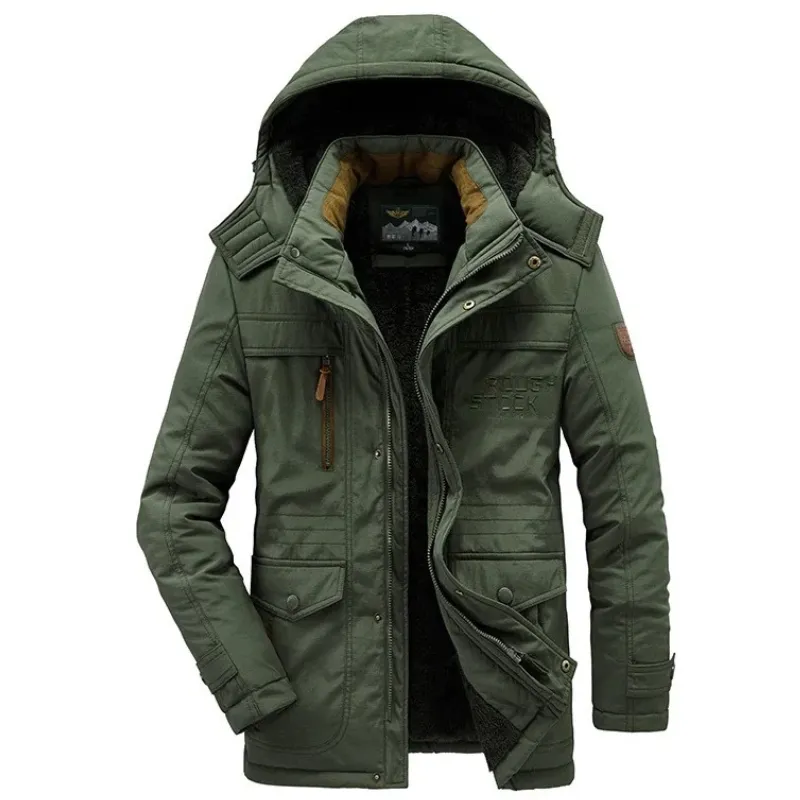 Insulated parka jacket for men with multiple pockets and hood