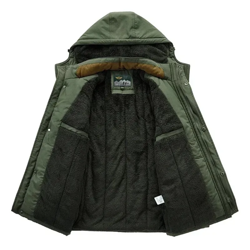 Insulated parka jacket for men with multiple pockets and hood