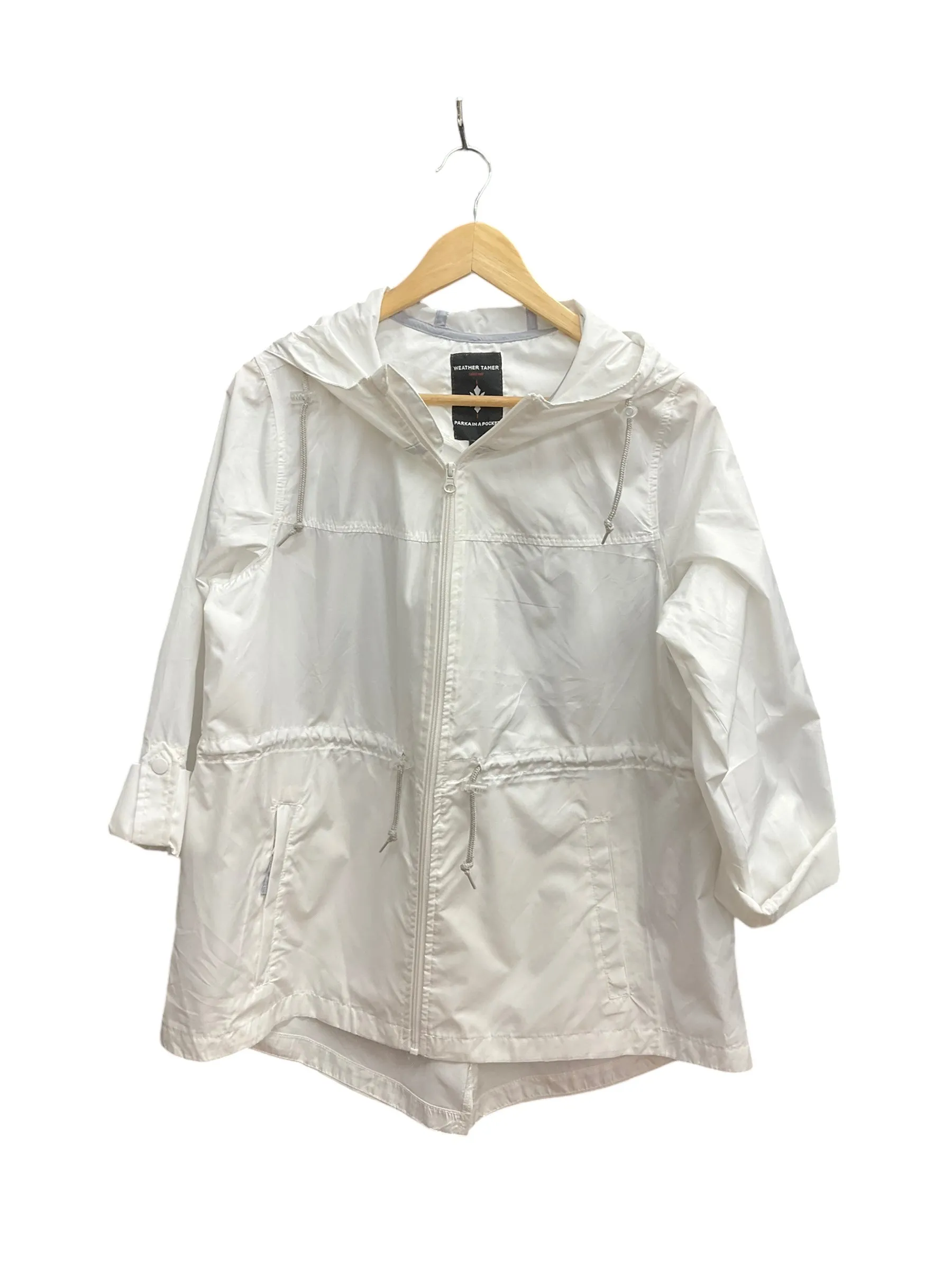 Jacket Windbreaker By Clothes Mentor In White, Size: L