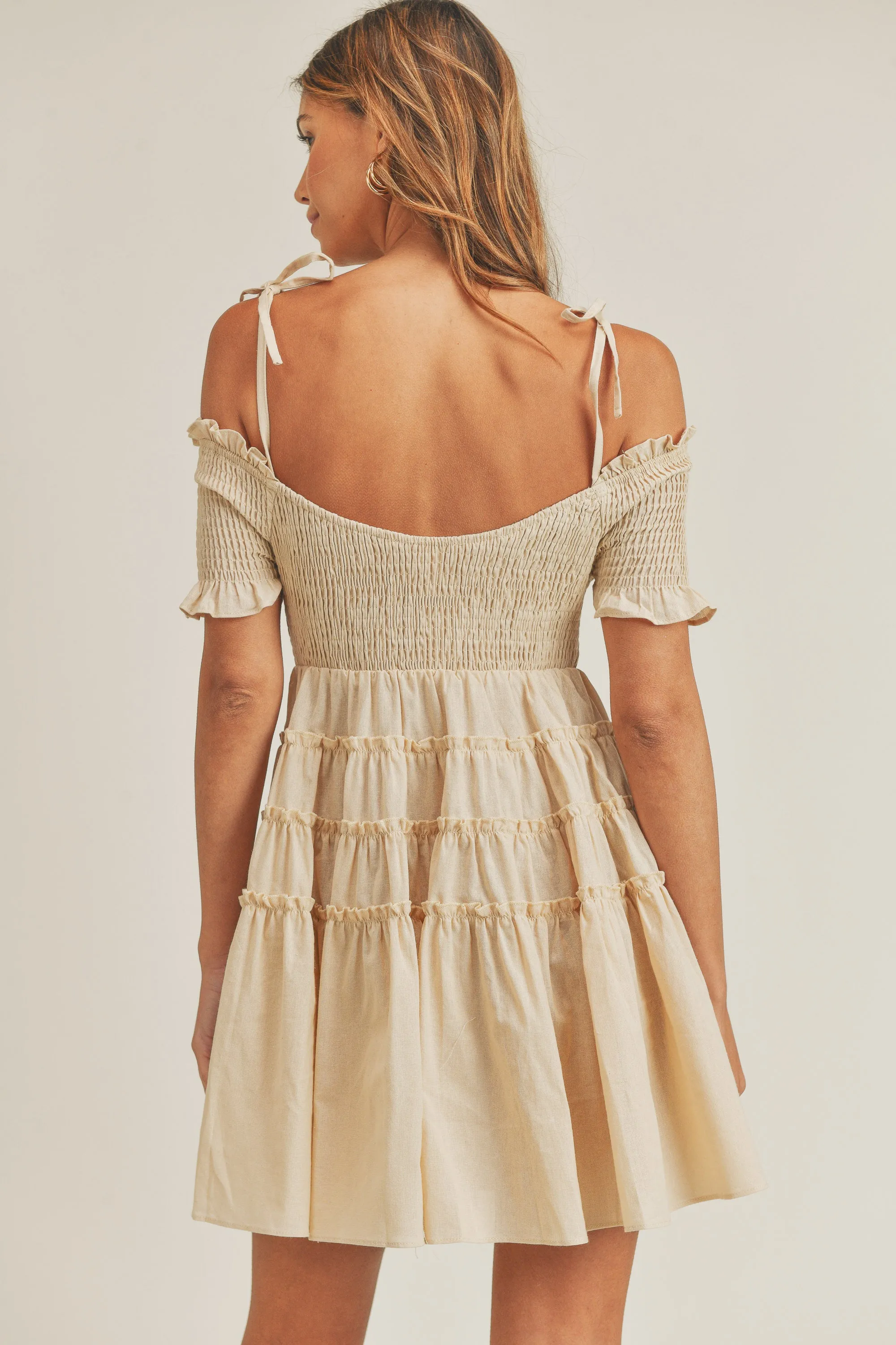 JUNIPER SMOCKING DETAIL MINI DRESS