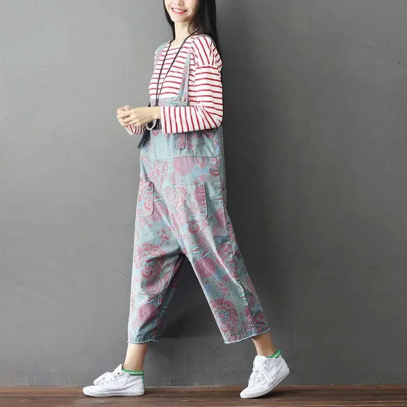 Loose Floral Grey Overall