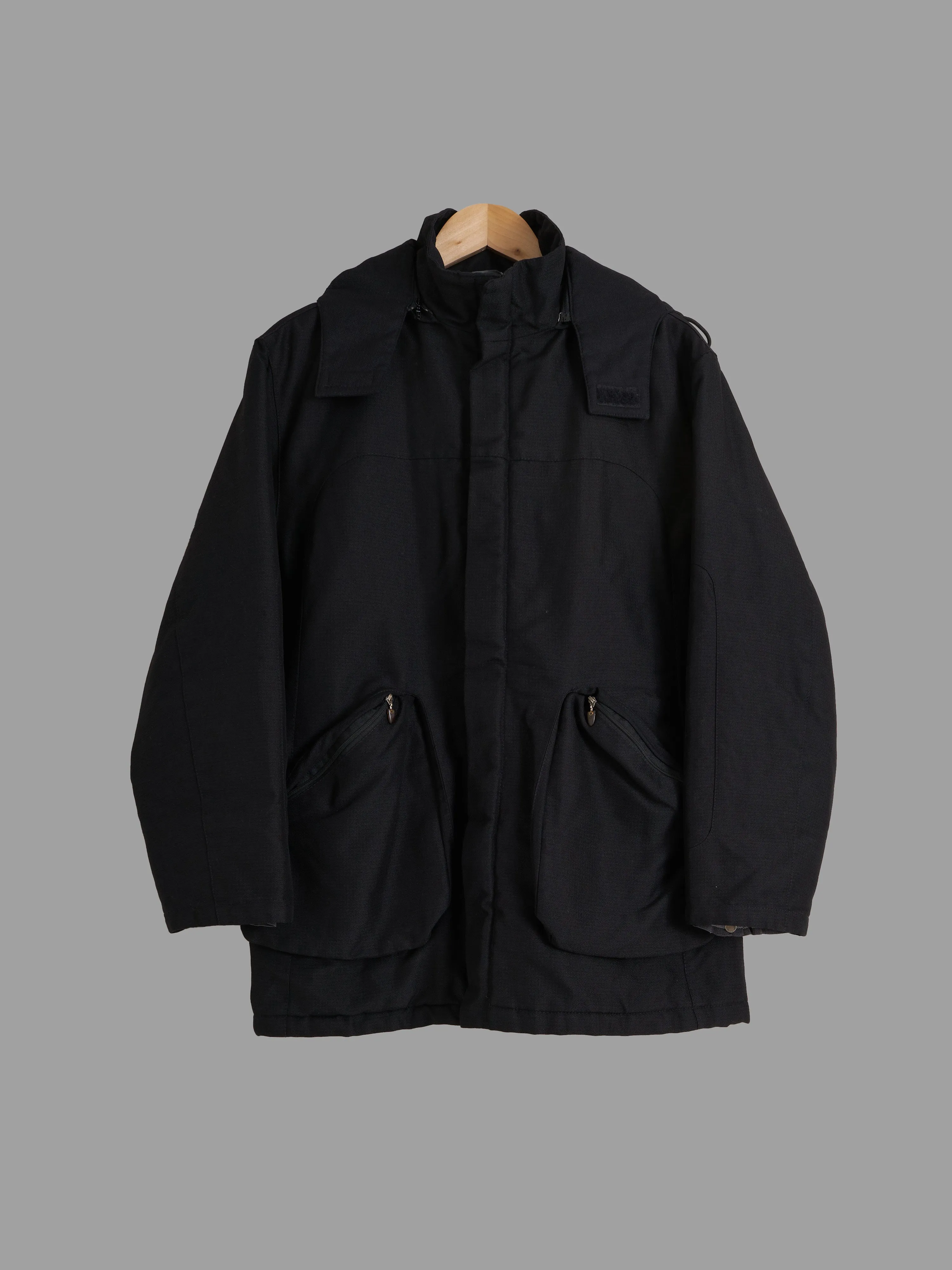 Mandarina Duck 2000s black padded nylon blend removable hood parka - IT 46