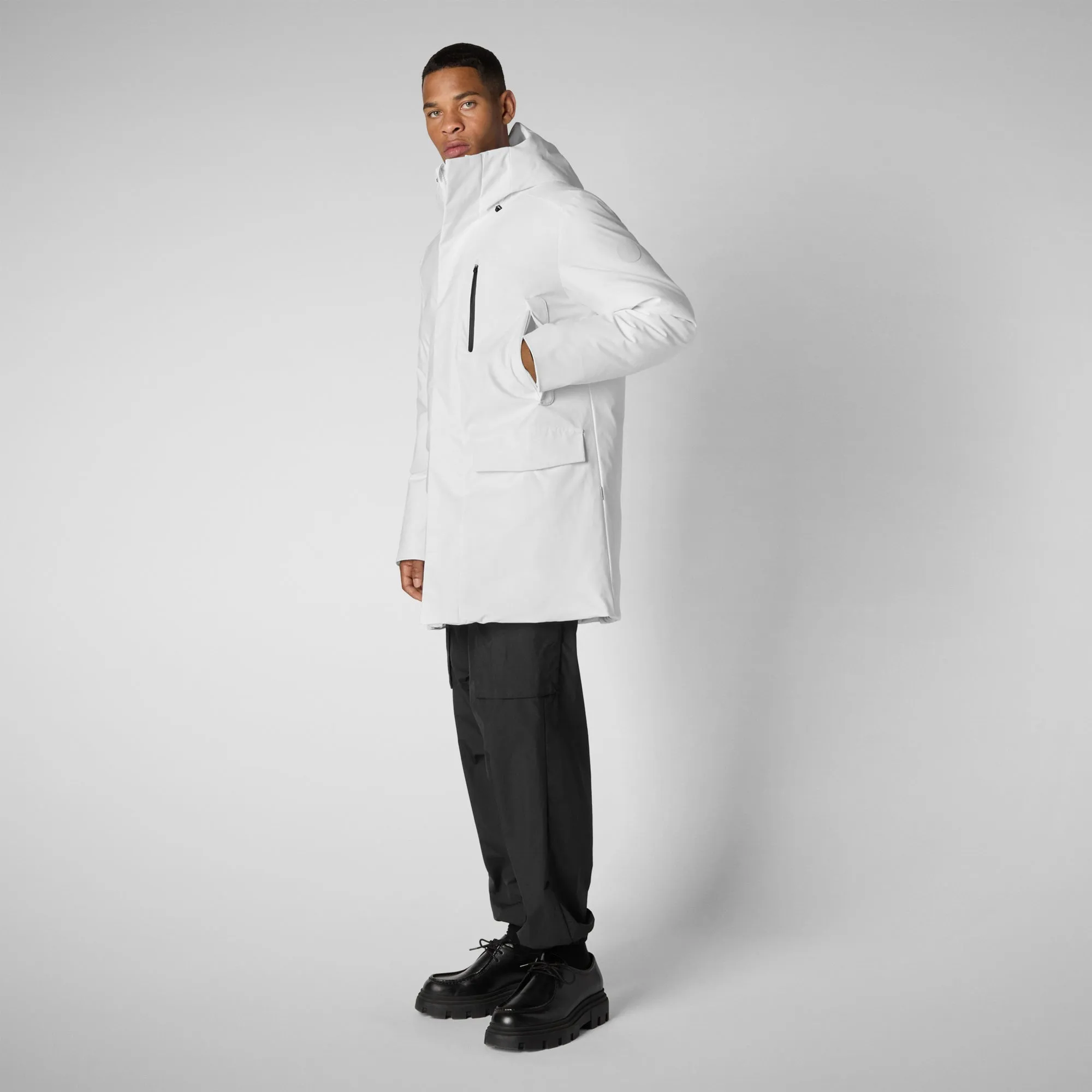 Man's hooded parka Daucus in white