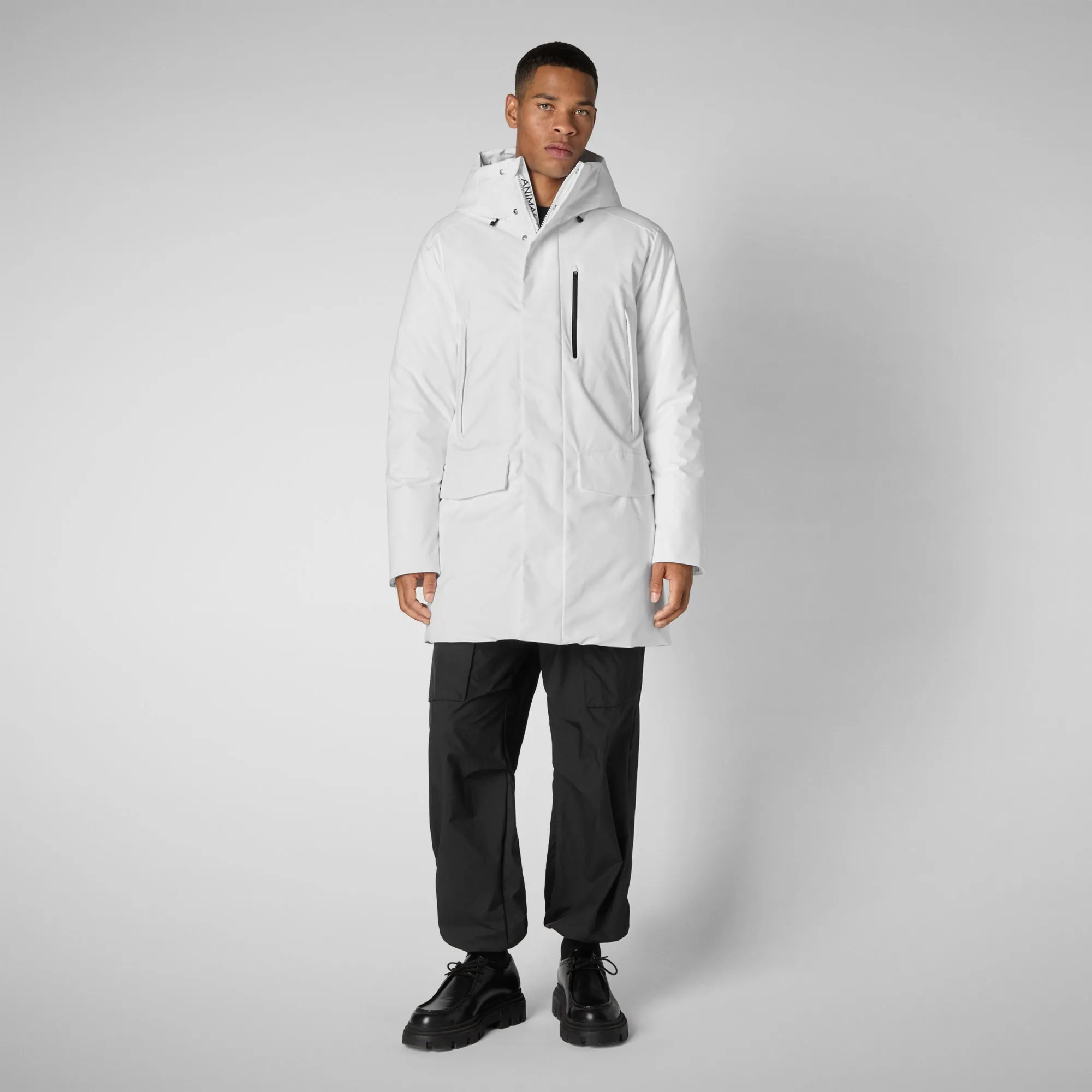 Man's hooded parka Daucus in white