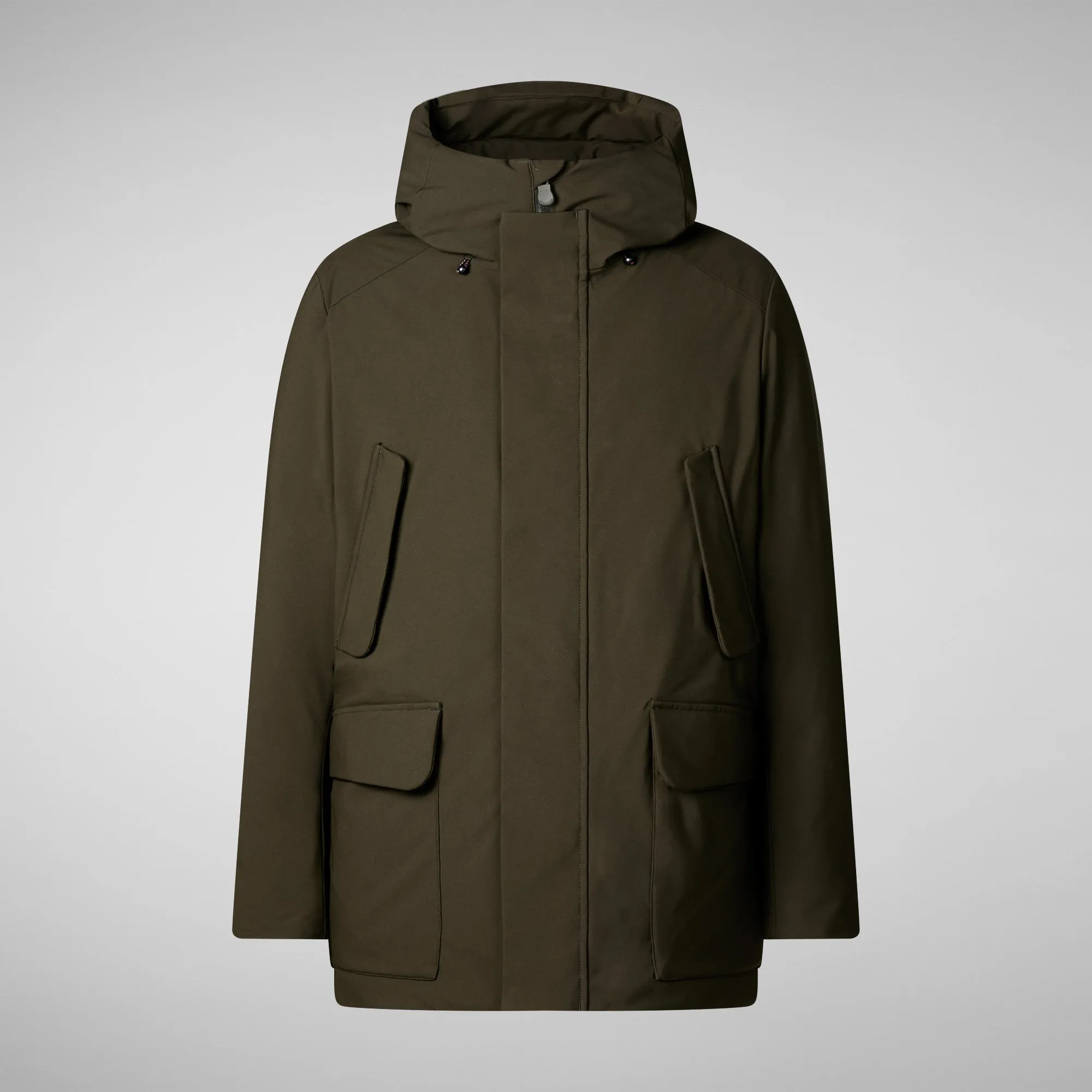 Man's hooded parka Elon in land green