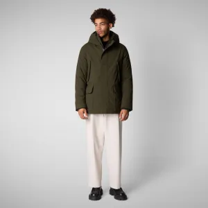 Man's hooded parka Elon in land green