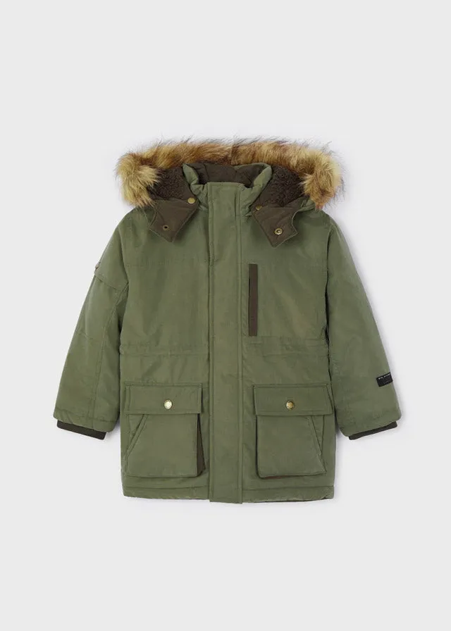 Mayoral Faux fur hooded parka coat