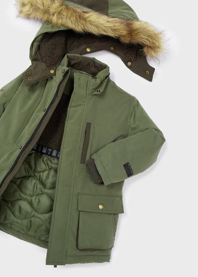 Mayoral Faux fur hooded parka coat