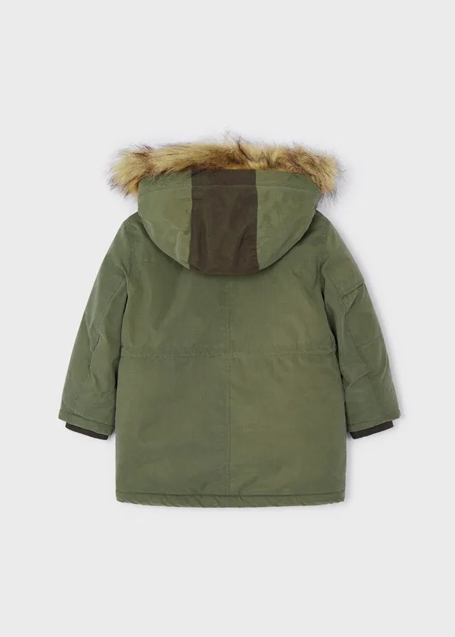 Mayoral Faux fur hooded parka coat