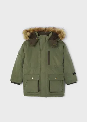 Mayoral Faux fur hooded parka coat