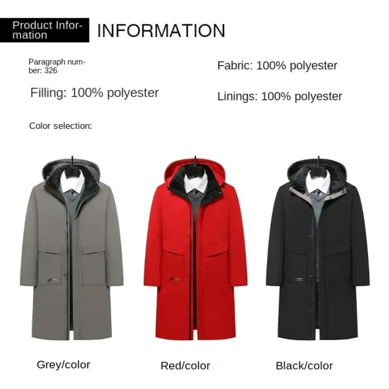 Men's parka winter jacket long cut with hood and warm lining