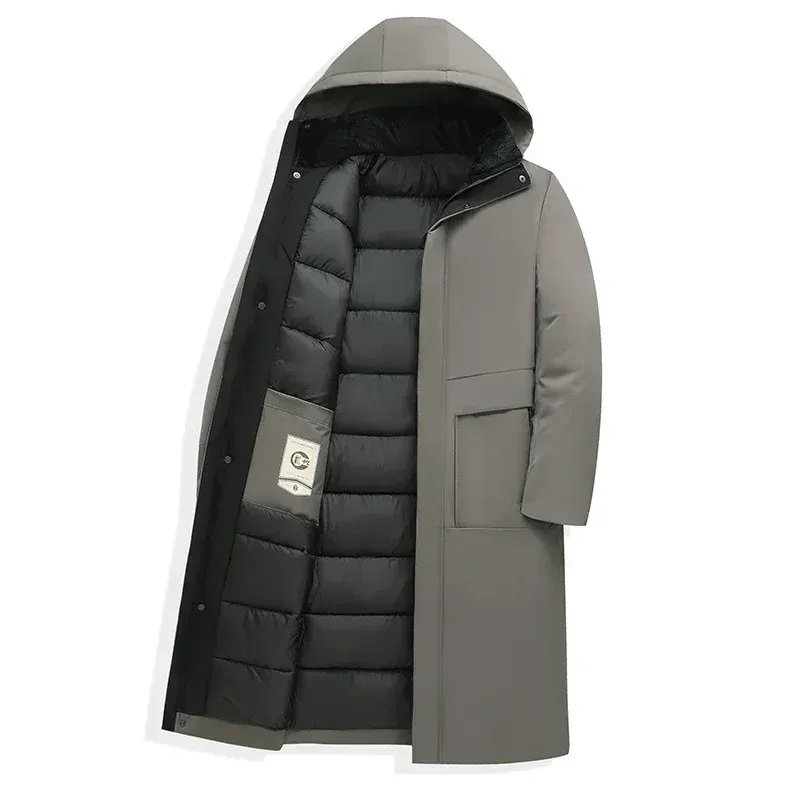 Men's parka winter jacket long cut with hood and warm lining