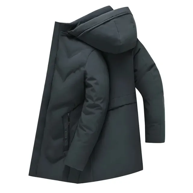 Men's parka winter jacket with hood and water-repellent material